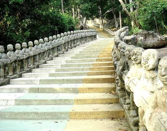 Stairs to Phnom Suntok temple in Kompong Thom, Cambodia