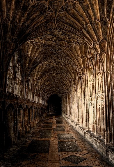 Gloucester Cathedral cloister, used extensively in the Harry Potter film series, England