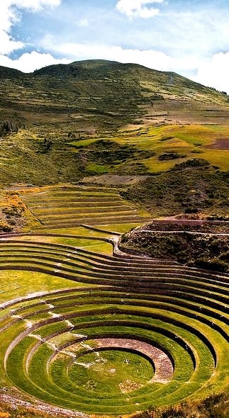 The rings of Moray, an old incan agricultural site in Sacred Valley of the Incas, Peru
