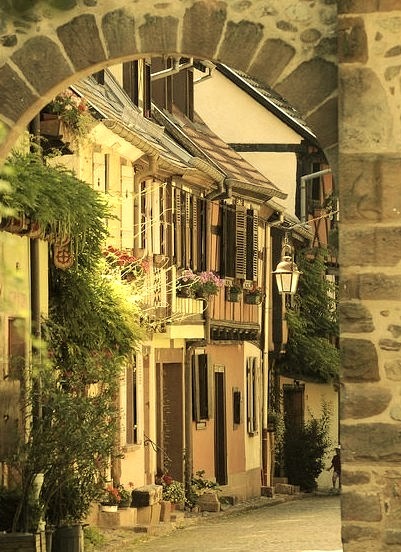 Picturesque streets of Kaysersberg in Alsace, France