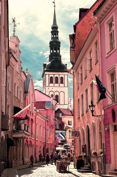Street view of the old town in Tallinn, Estonia